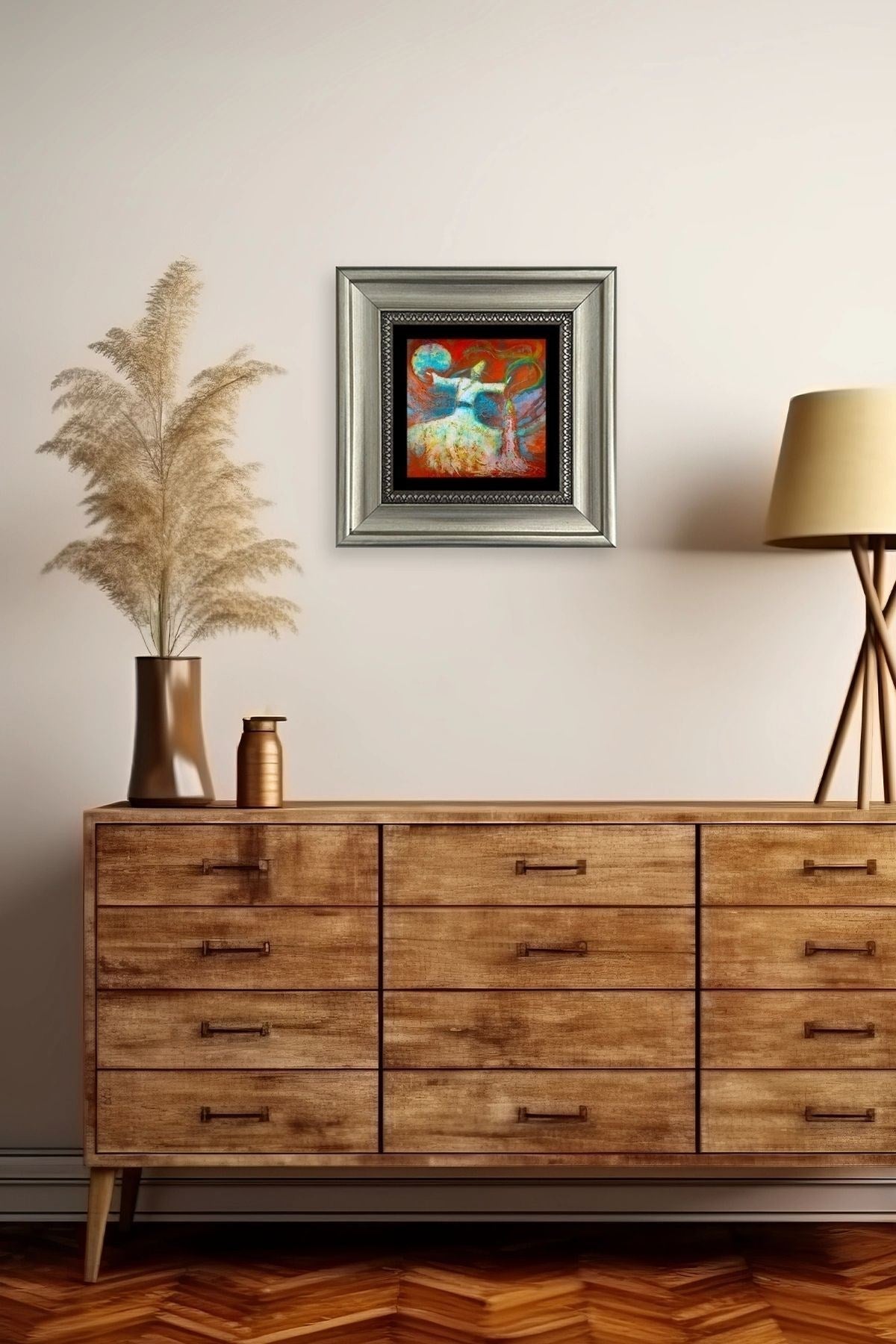 Semazen Çerçeveli Taş Tablo 20 cm