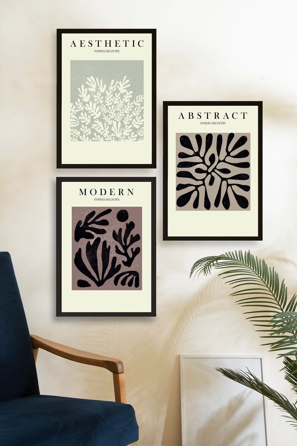 Modern Üçlü Ahşap Çerçeveli Tablo 23 x 30