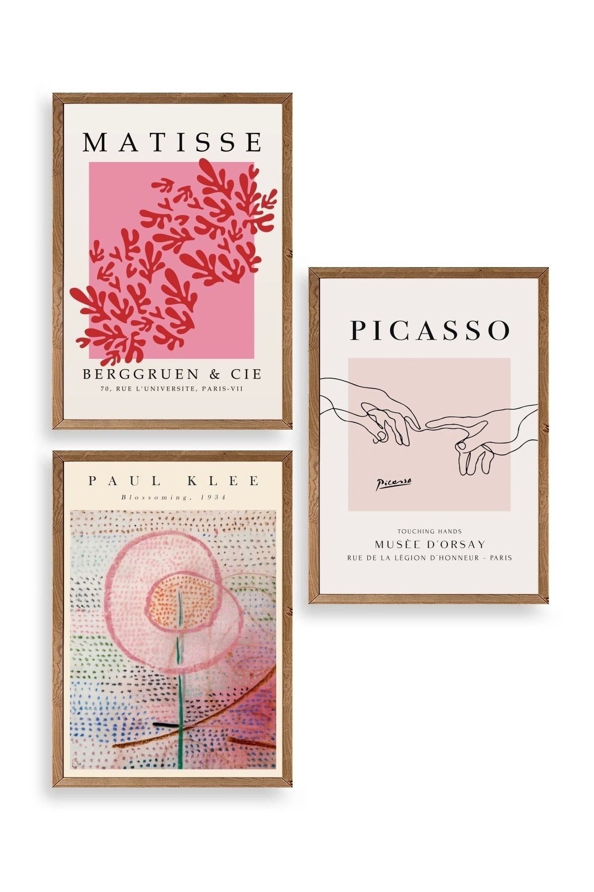 Ünlü Tablolar Üçlü Ahşap Çerçeveli Tablo 23 x 30