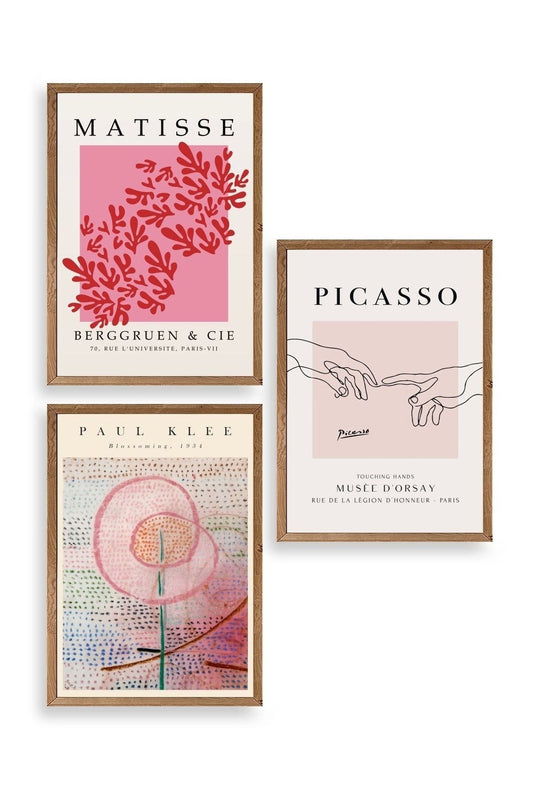 Ünlü Tablolar Üçlü Ahşap Çerçeveli Tablo 23 x 30