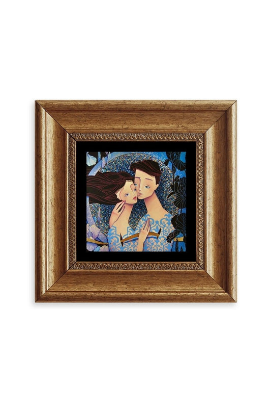Sevgililer Çerçeveli Taş Tablo 20 cm