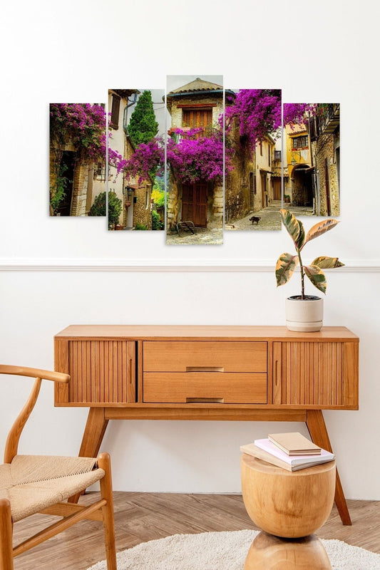 Mor Çiçekler 5 Parçalı Mdf Tablo 60 x 100