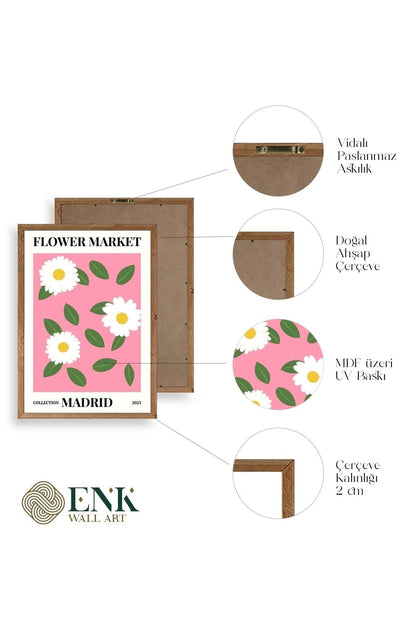 Çiçek Ahşap Çerçeveli Tablo 30 x 42