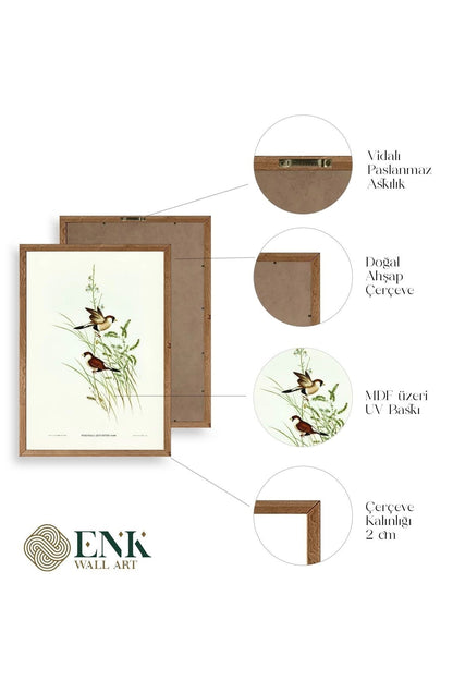 Kuşlar Ahşap Çerçeveli Tablo 50 x 70