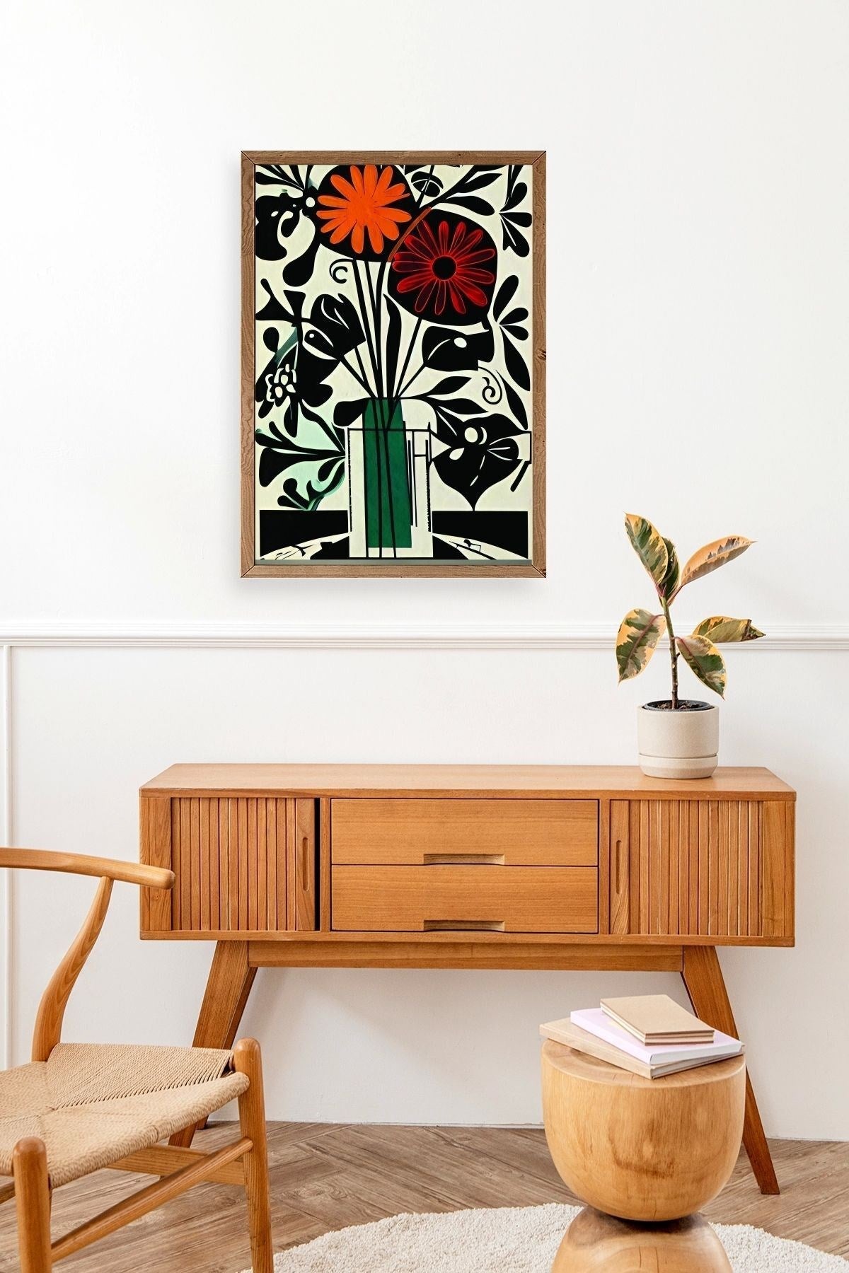 Çiçek Ahşap Çerçeveli Tablo 50 x 70