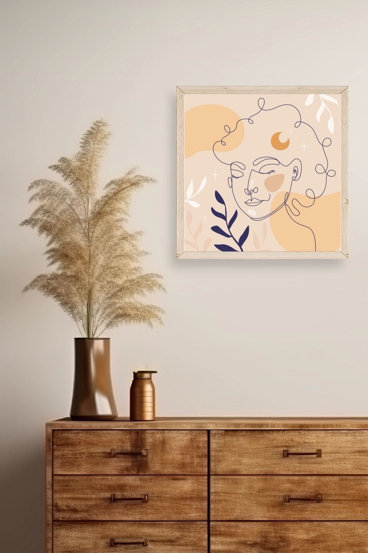 Kadın Ahşap Çerçeveli Tablo 42 x 42