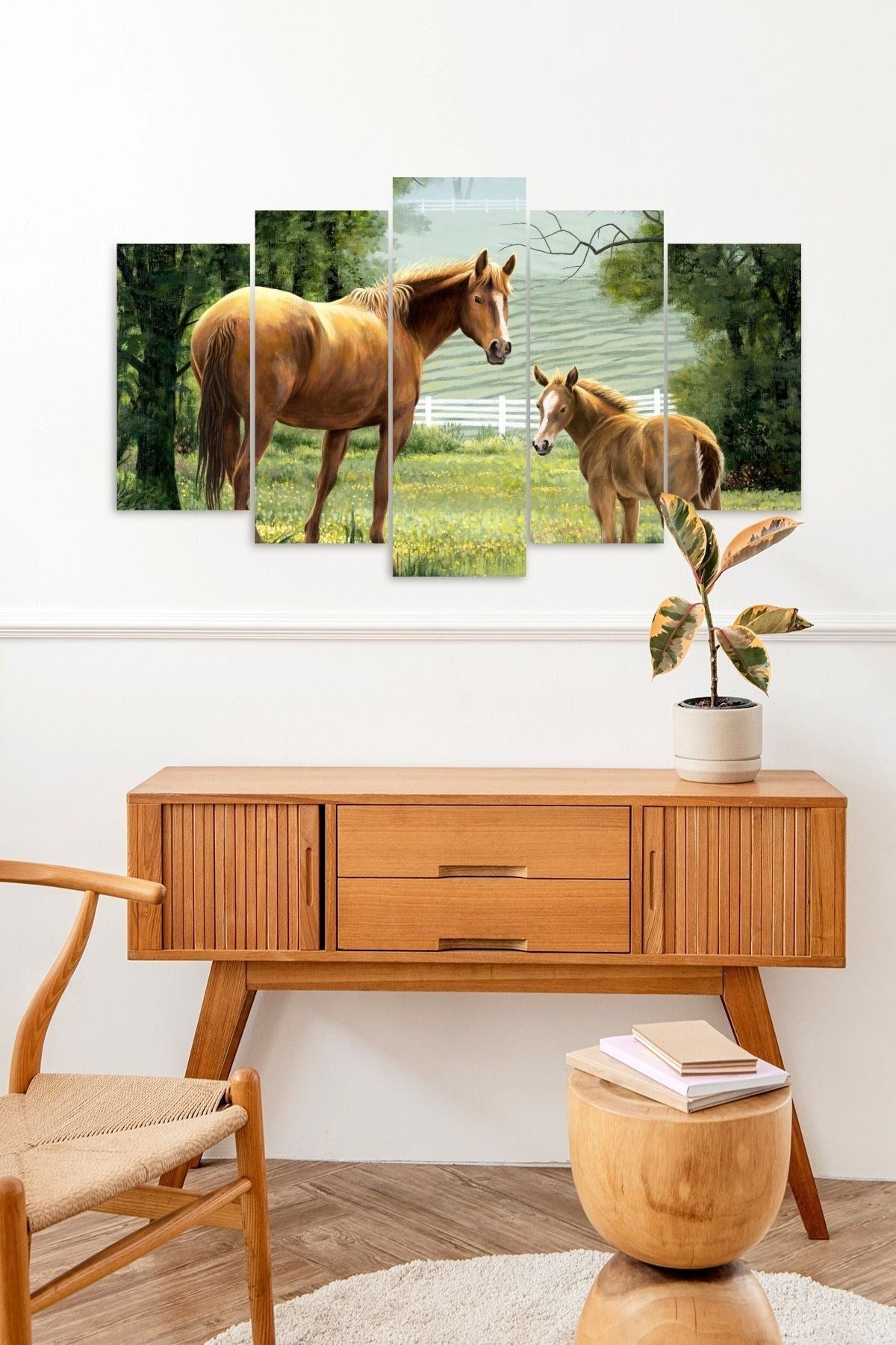 Atlar ve Masumiyet 5 Parçalı Mdf Tablo 60 x 100