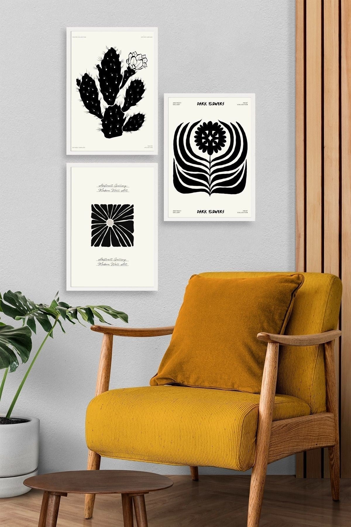 Modern Üçlü Ahşap Çerçeveli Tablo 40 x 60