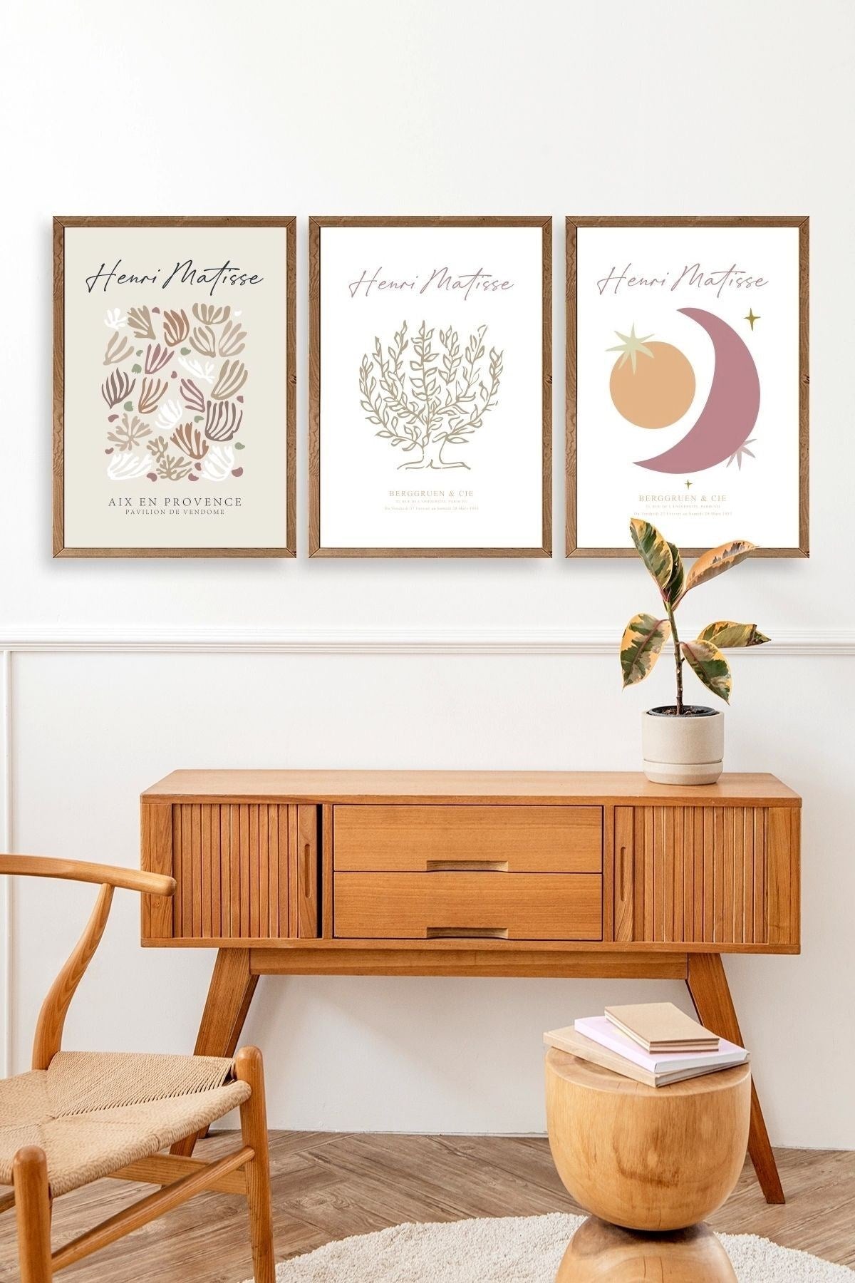 Matisse Üçlü Ahşap Çerçeveli Tablo 50 x 70