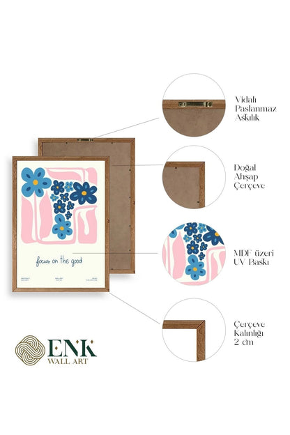 Çiçekler Ahşap Çerçeveli Tablo 50 x 70