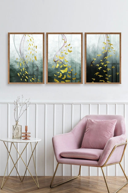 Soyut Hayvanlar Ahşap Çerçeveli Tablo 23 x 30