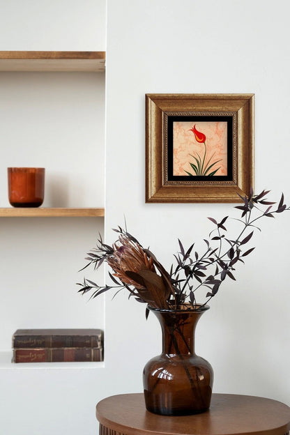 Ebru Lale Çerçeveli Taş Tablo 20 cm