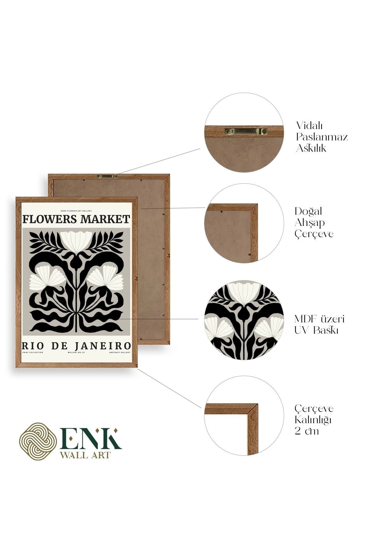 Çiçek Ahşap Çerçeveli Tablo 23 x 30