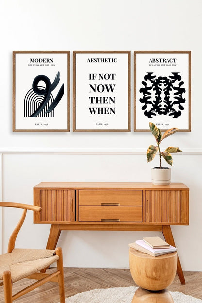 Modern Üçlü Ahşap Çerçeveli Tablo 23 x 30