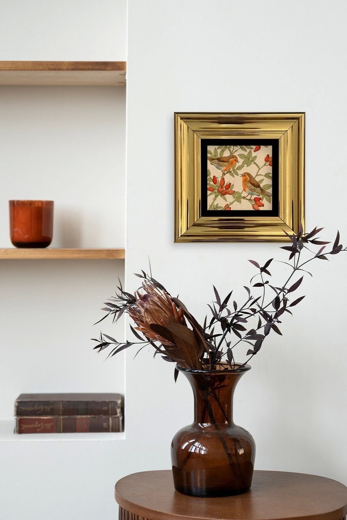 Kuşlar Çerçeveli Taş Tablo 20 cm