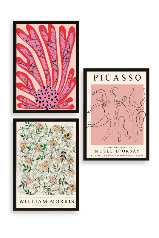 Ünlü Tablolar Üçlü Ahşap Çerçeveli Tablo 30 x 40