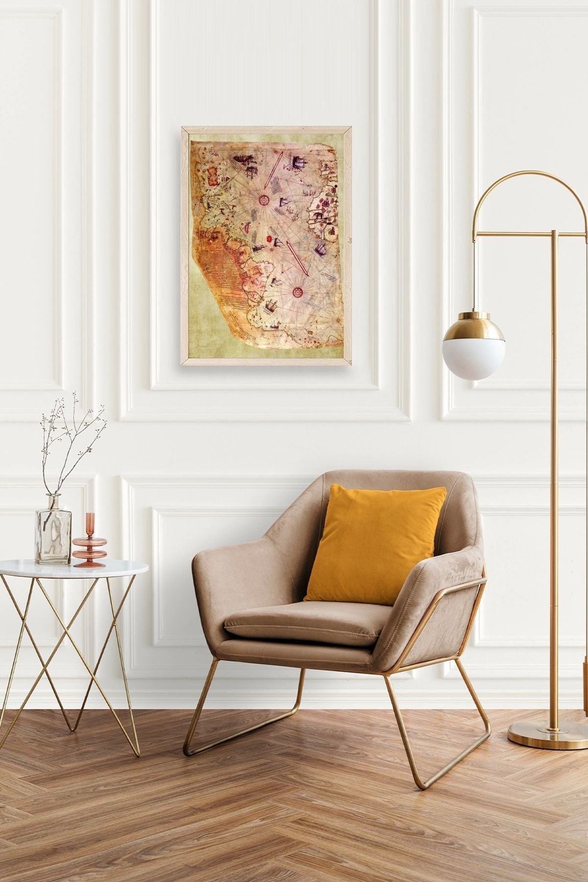 Harita Ahşap Çerçeveli Tablo 23 x 30