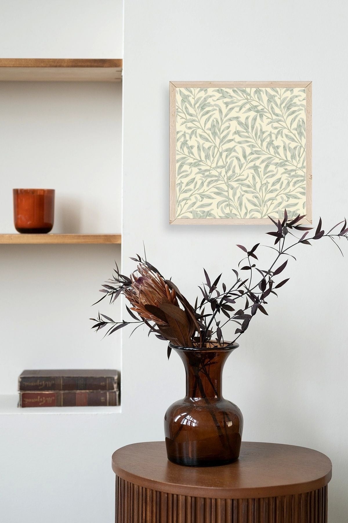 Yaprak Ahşap Çerçeveli Tablo 50 x 50