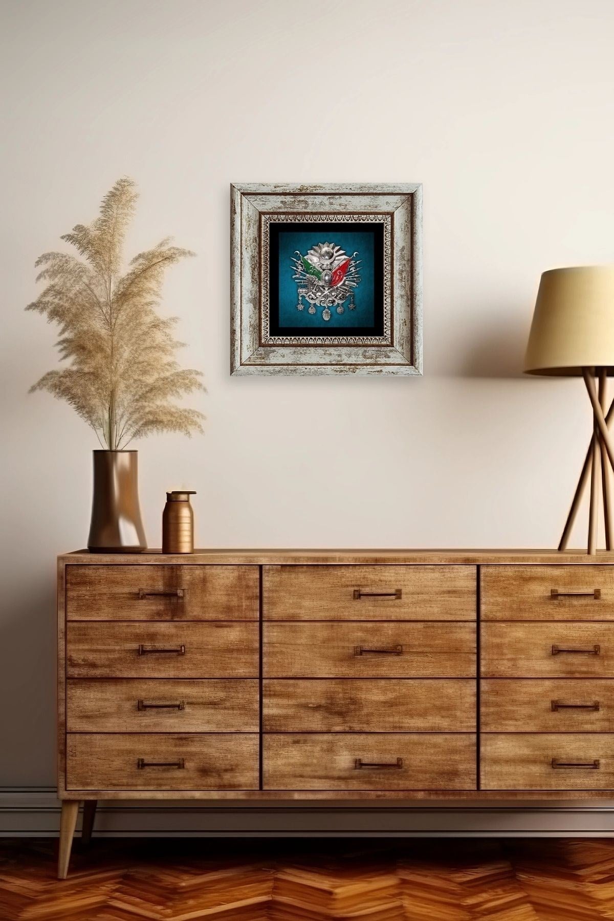 Osmanlı Tuğrası Çerçeveli Taş Tablo 20 cm