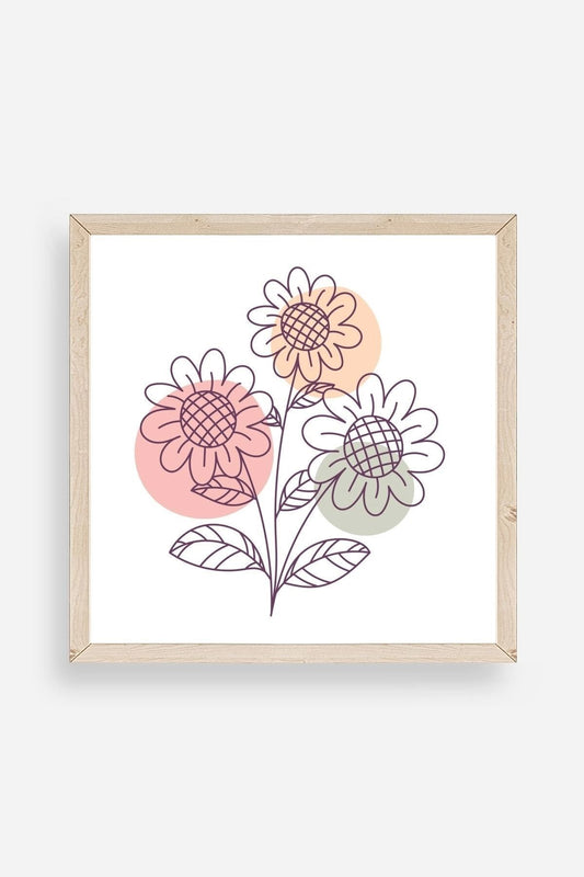 Çiçek Ahşap Çerçeveli Tablo 23 x 23
