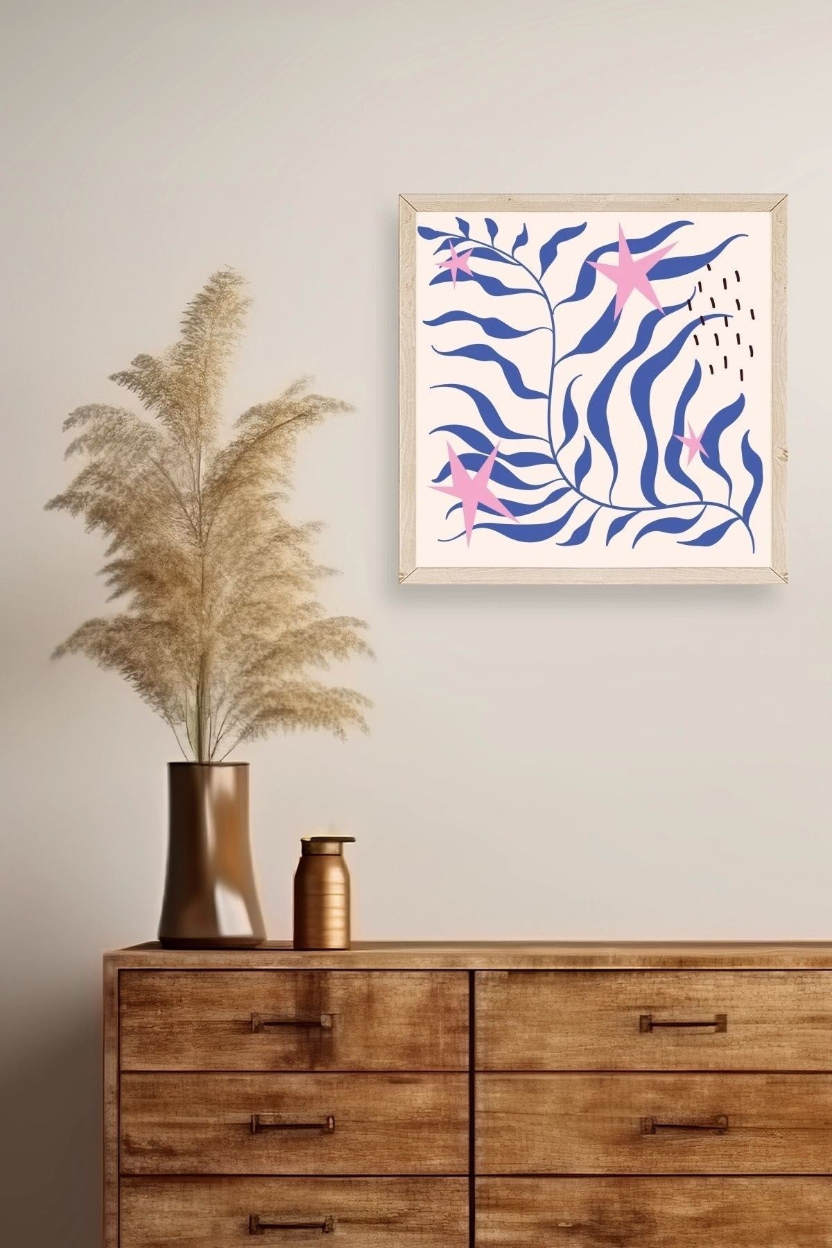 Yaprak Ahşap Çerçeveli Tablo 23 x 23