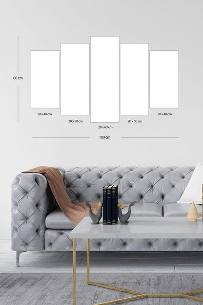 Manzara Kuşlar 5 Parçalı Mdf Tablo 60 x 100