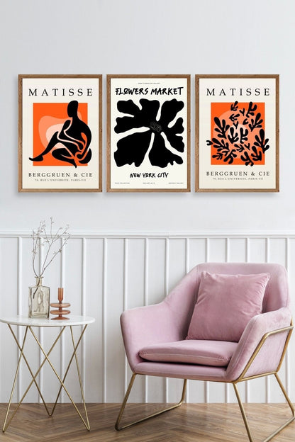 Matisse Üçlü Ahşap Çerçeveli Tablo 30 x 40