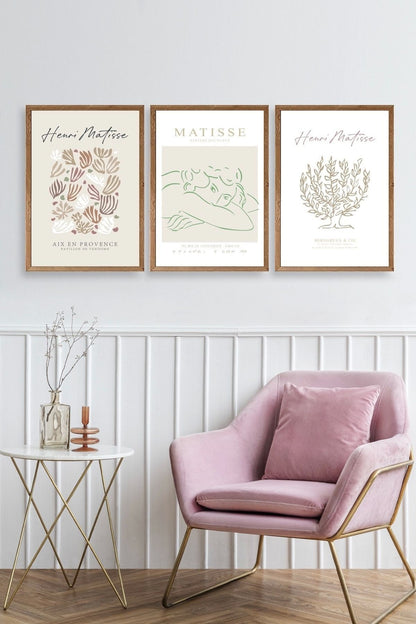 Matisse Üçlü Ahşap Çerçeveli Tablo 40 x 60