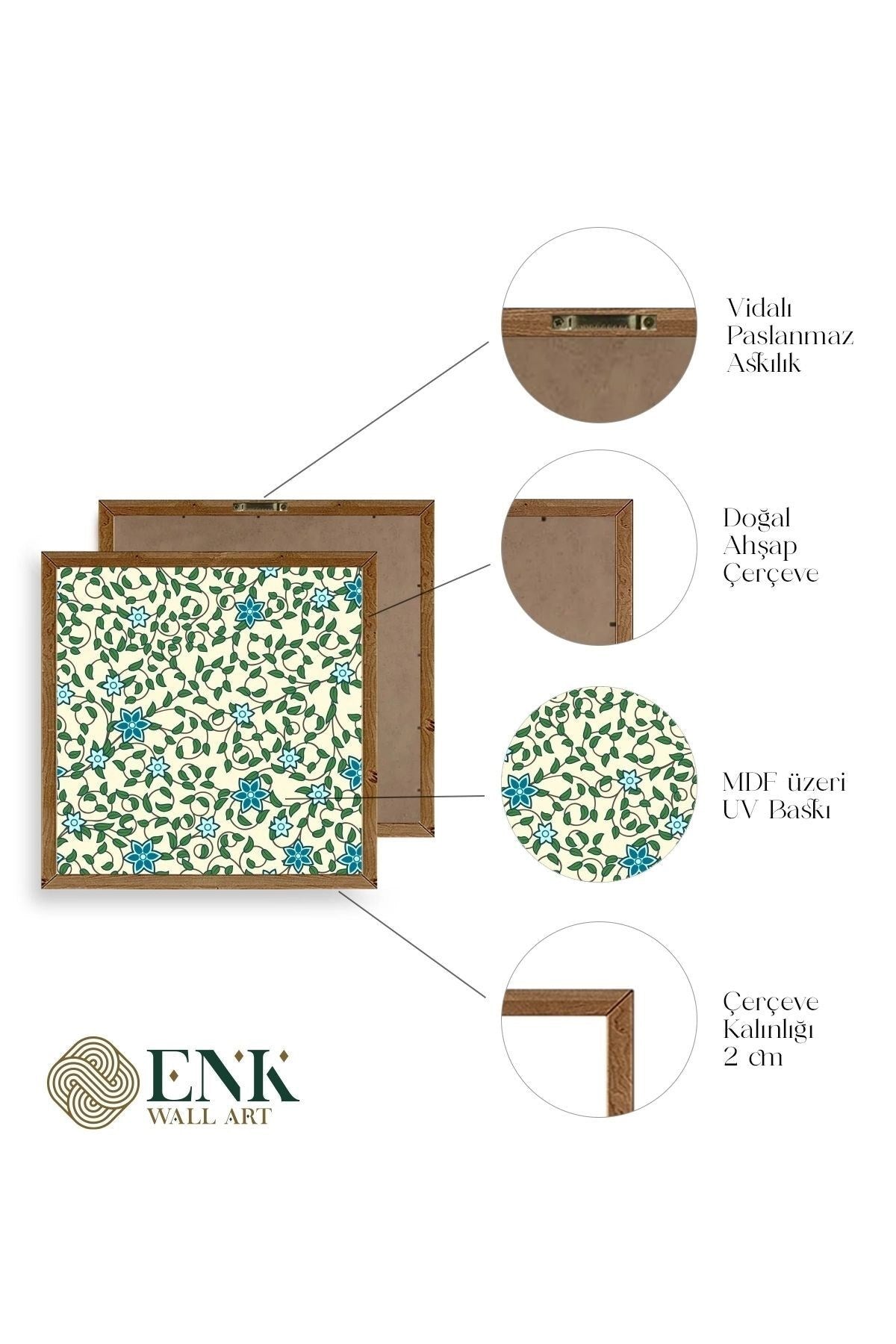 Çiçek Ahşap Çerçeveli Tablo 50 x 50