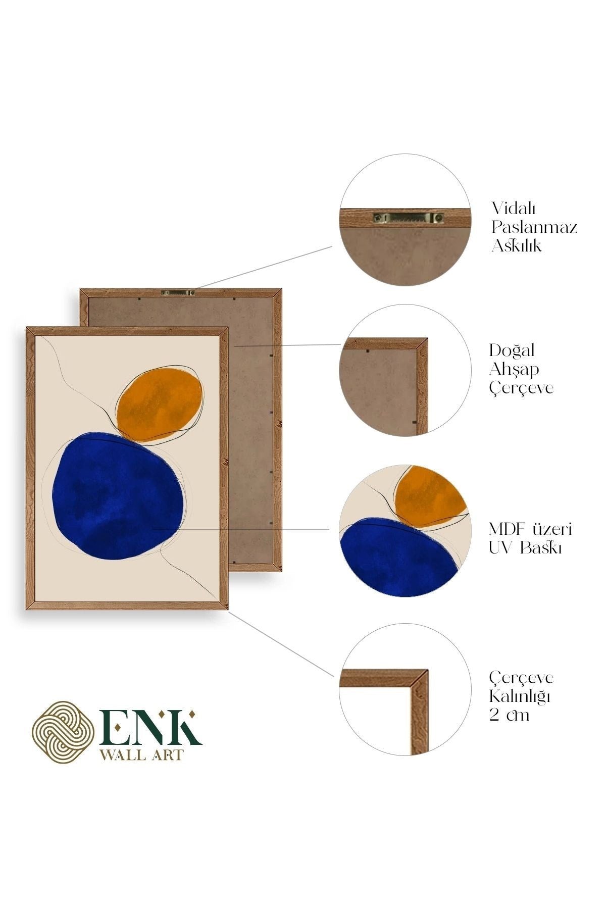 Soyut Ahşap Çerçeveli Tablo 50 x 70