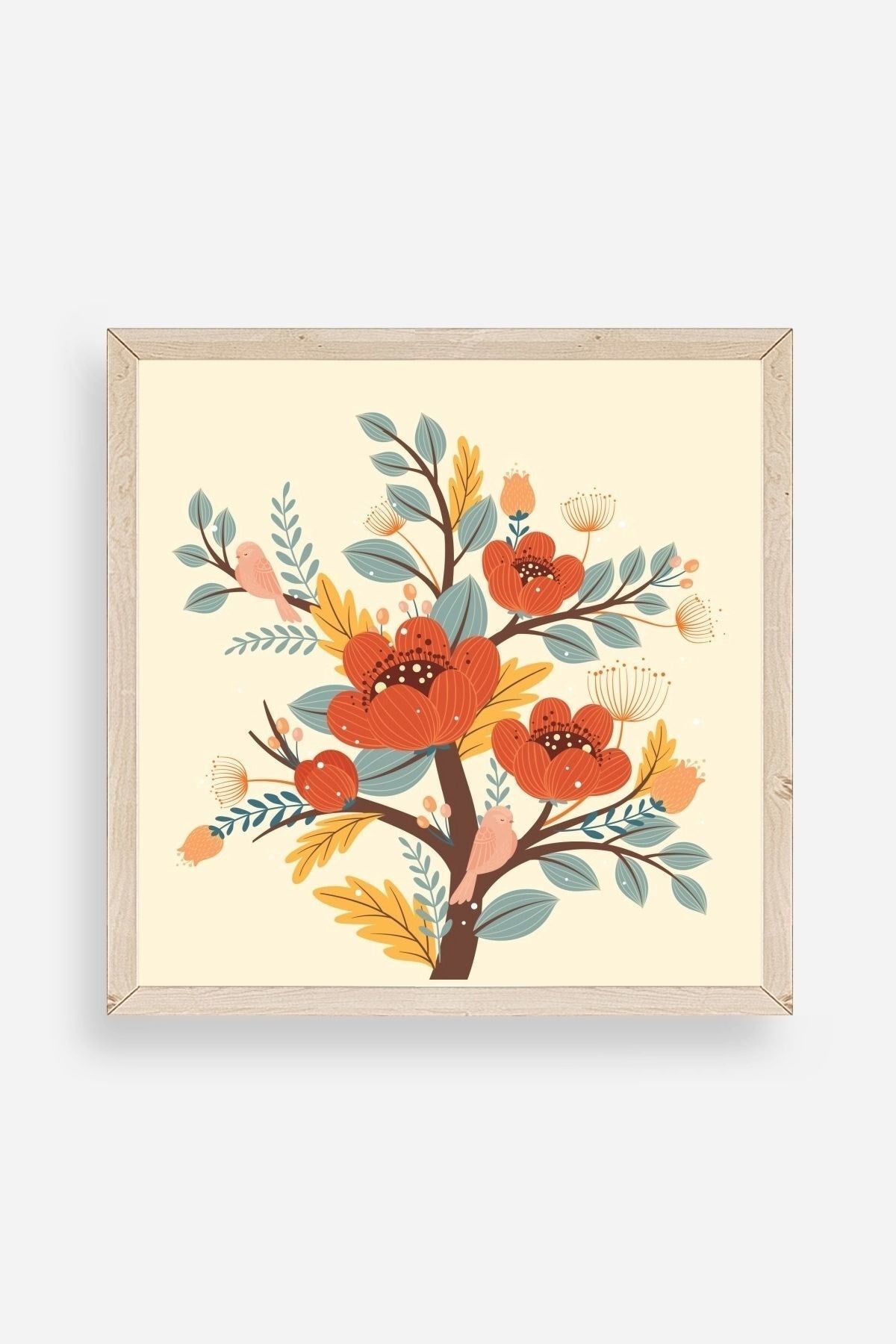 Çiçek Ahşap Çerçeveli Tablo 50 x 50