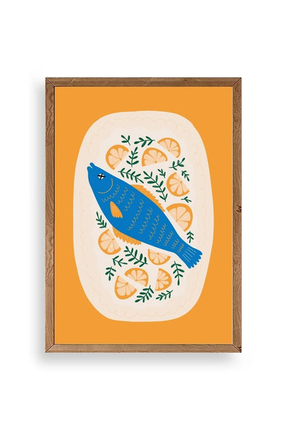 Balık Ahşap Çerçeveli Tablo 50 x 70