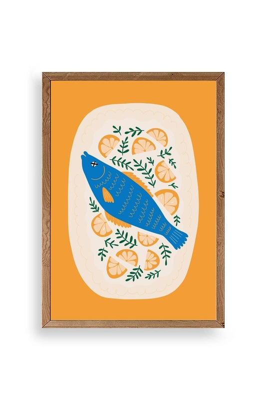 Balık Ahşap Çerçeveli Tablo 50 x 70