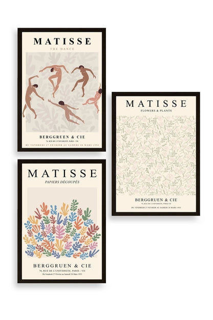 Matisse Üçlü Ahşap Çerçeveli Tablo 23 x 30