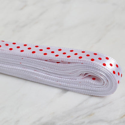 Loren Crafts 1cm 10 mt Beyaz Saten Puantiyeli Kurd