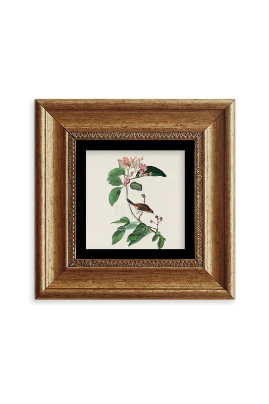 Yapraklar ve Kuş Çerçeveli Taş Tablo 20 cm