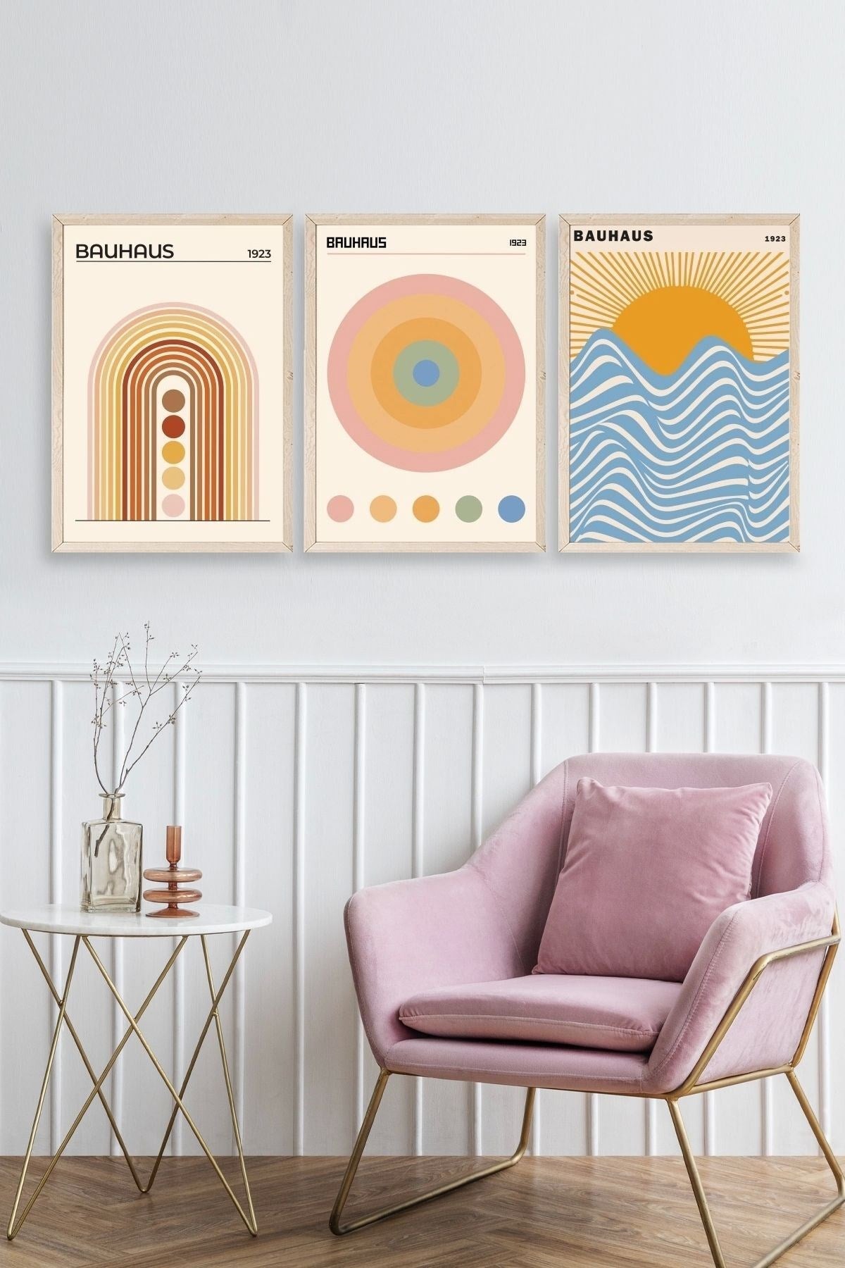 Bauhaus Üçlü Ahşap Çerçeveli Tablo 50 x 70