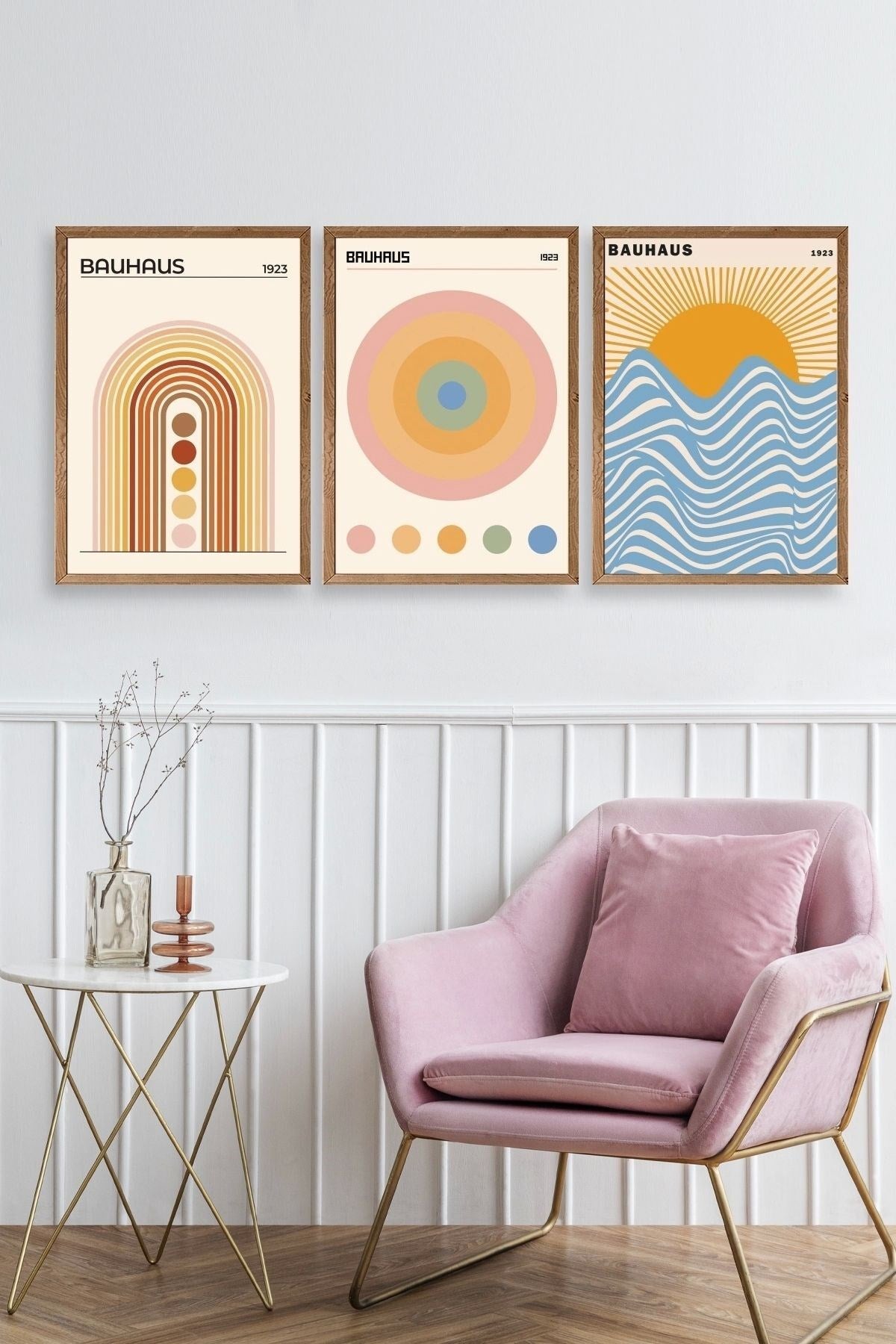 Bauhaus Üçlü Ahşap Çerçeveli Tablo 30 x 40