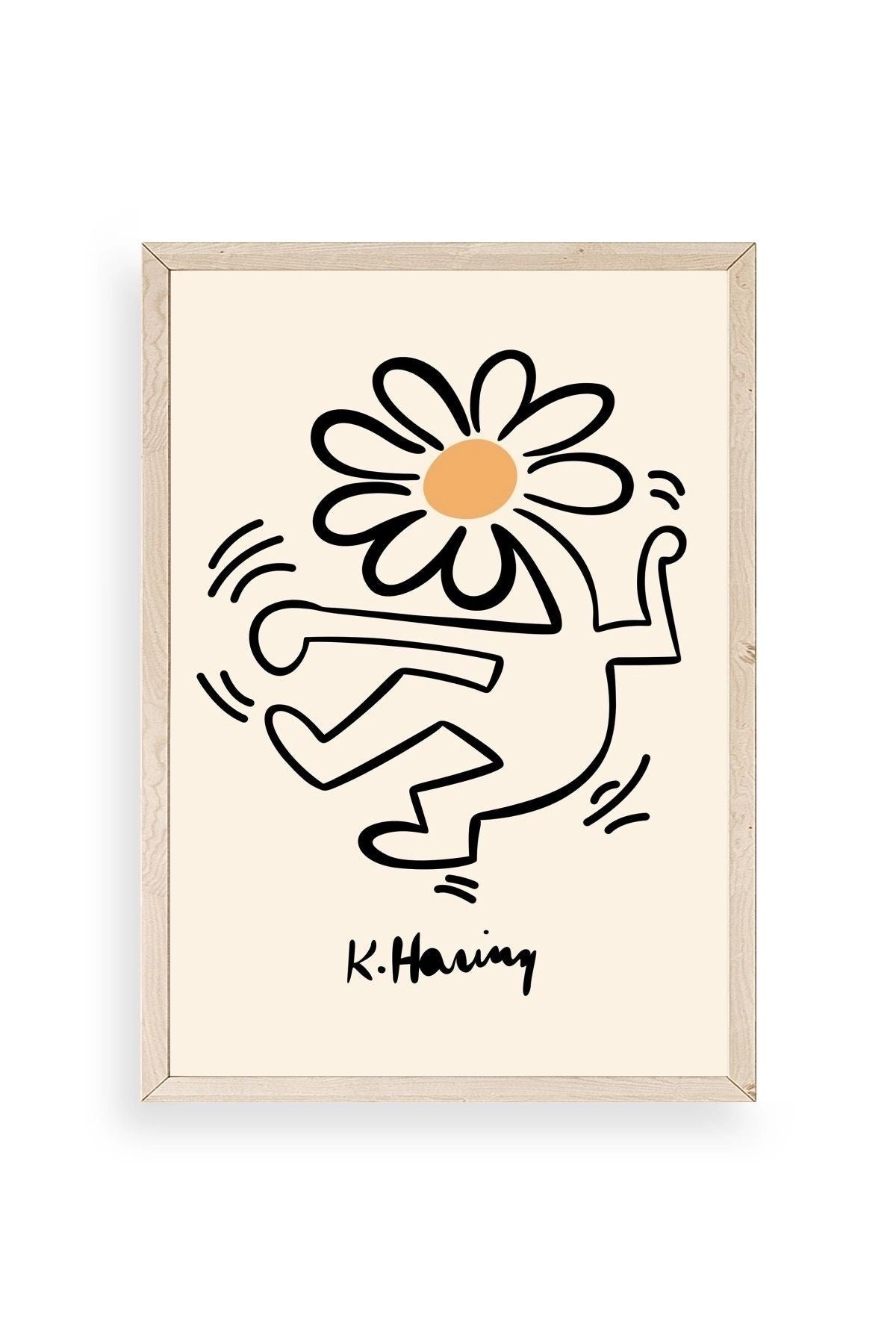 Keith Haring Ahşap Çerçeveli Tablo 50 x 70
