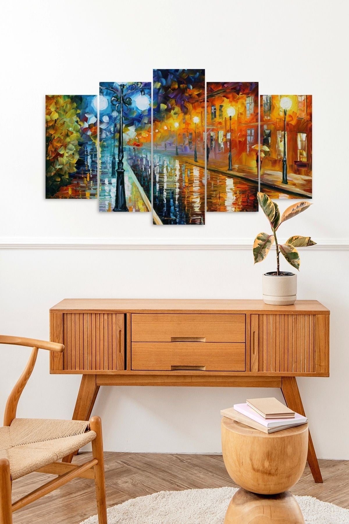 Sonbahar Yağmur 5 Parçalı Mdf Tablo 60 x 100