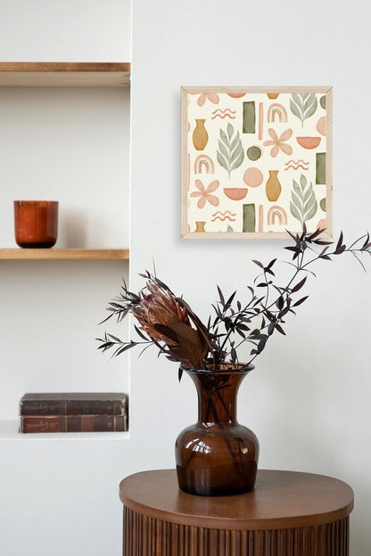 Yaprak Ahşap Çerçeveli Tablo 23 x 23