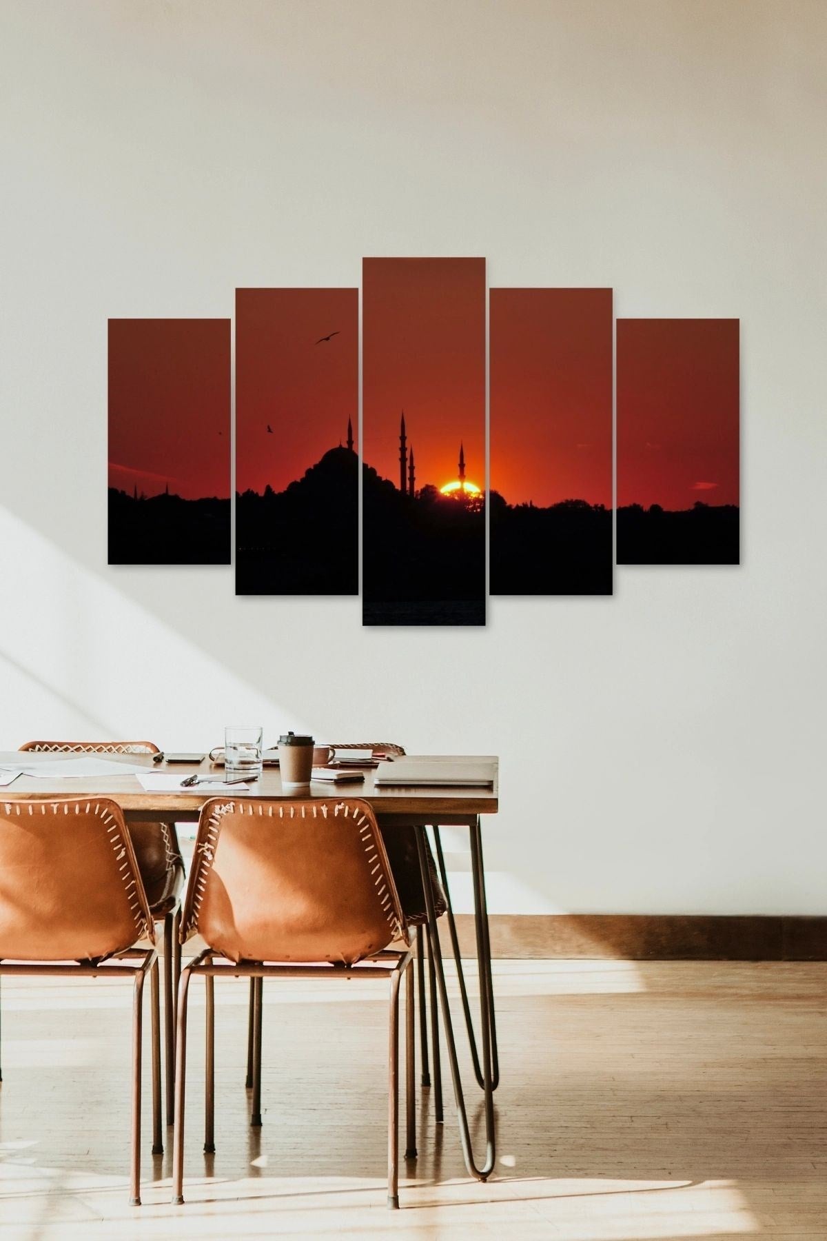 Camii Manzarası 5 Parçalı Mdf Tablo 60 x 100