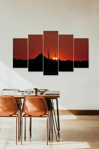 Camii Manzarası 5 Parçalı Mdf Tablo 60 x 100