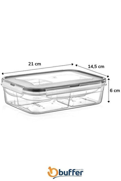 BUFFER® 4 Bölmeli Sızdırmaz Contalı Kilitli Kapaklı 1 Litre Erzak Saklama Kabı -LC520