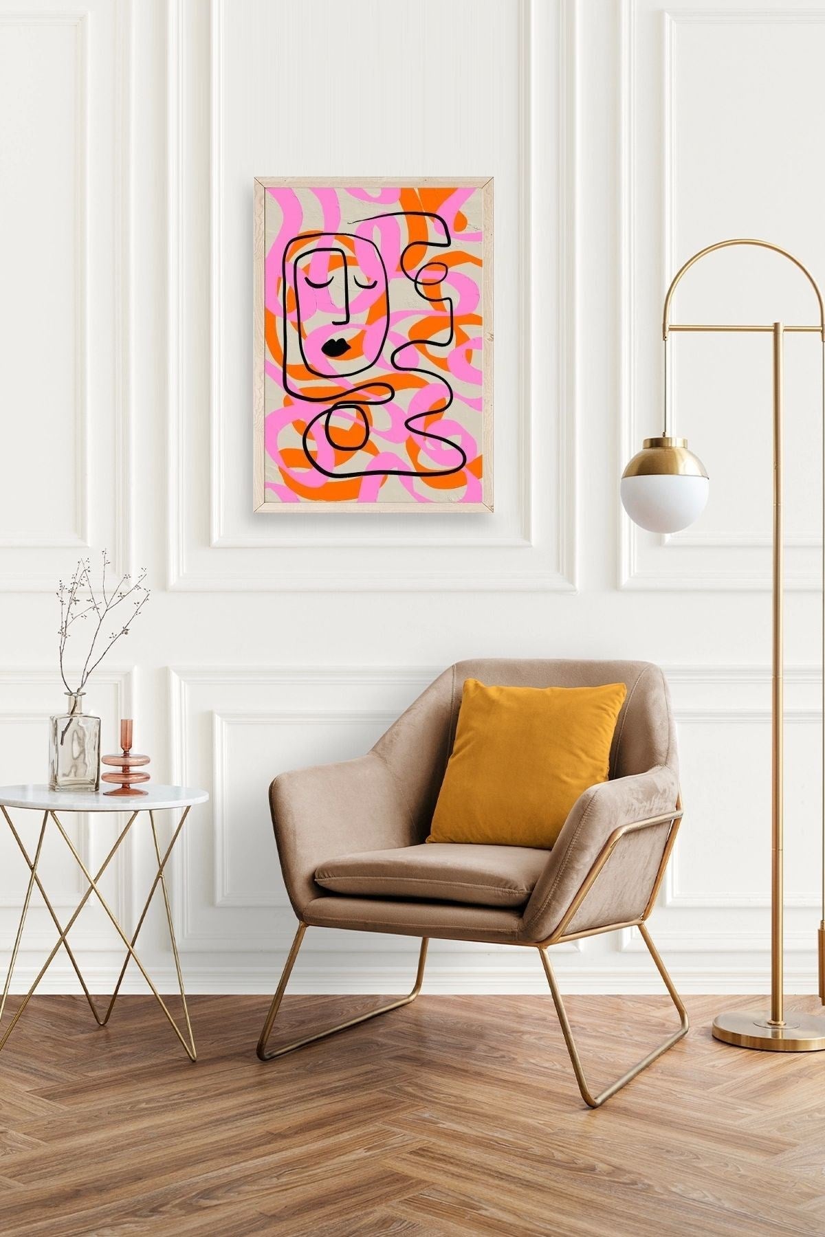 Soyut Ahşap Çerçeveli Tablo 17 x 23