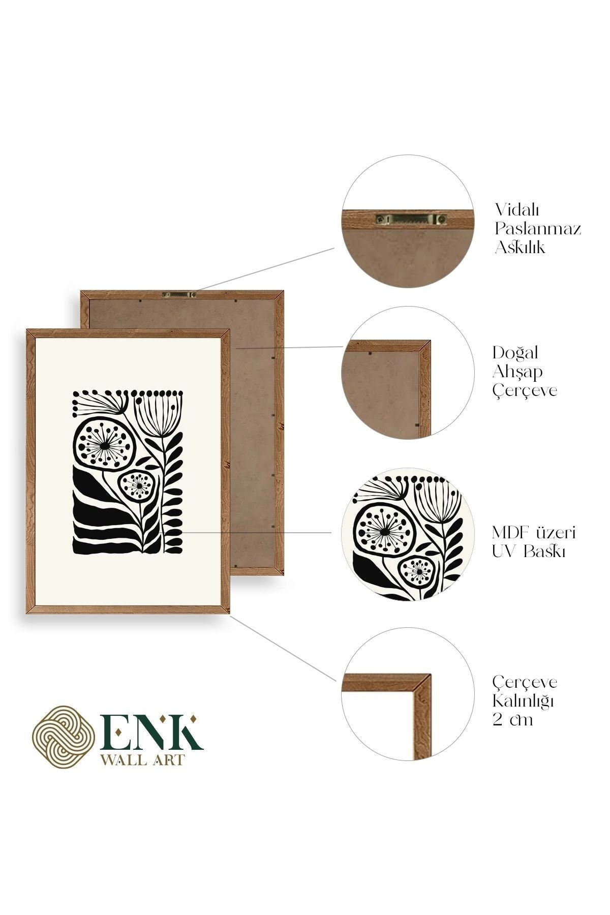 Çiçek Ahşap Çerçeveli Tablo 17 x 23