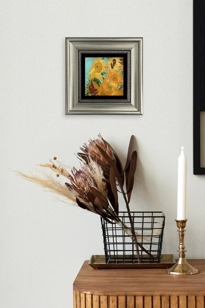 Ayçiçeği Çerçeveli Taş Tablo 20 cm