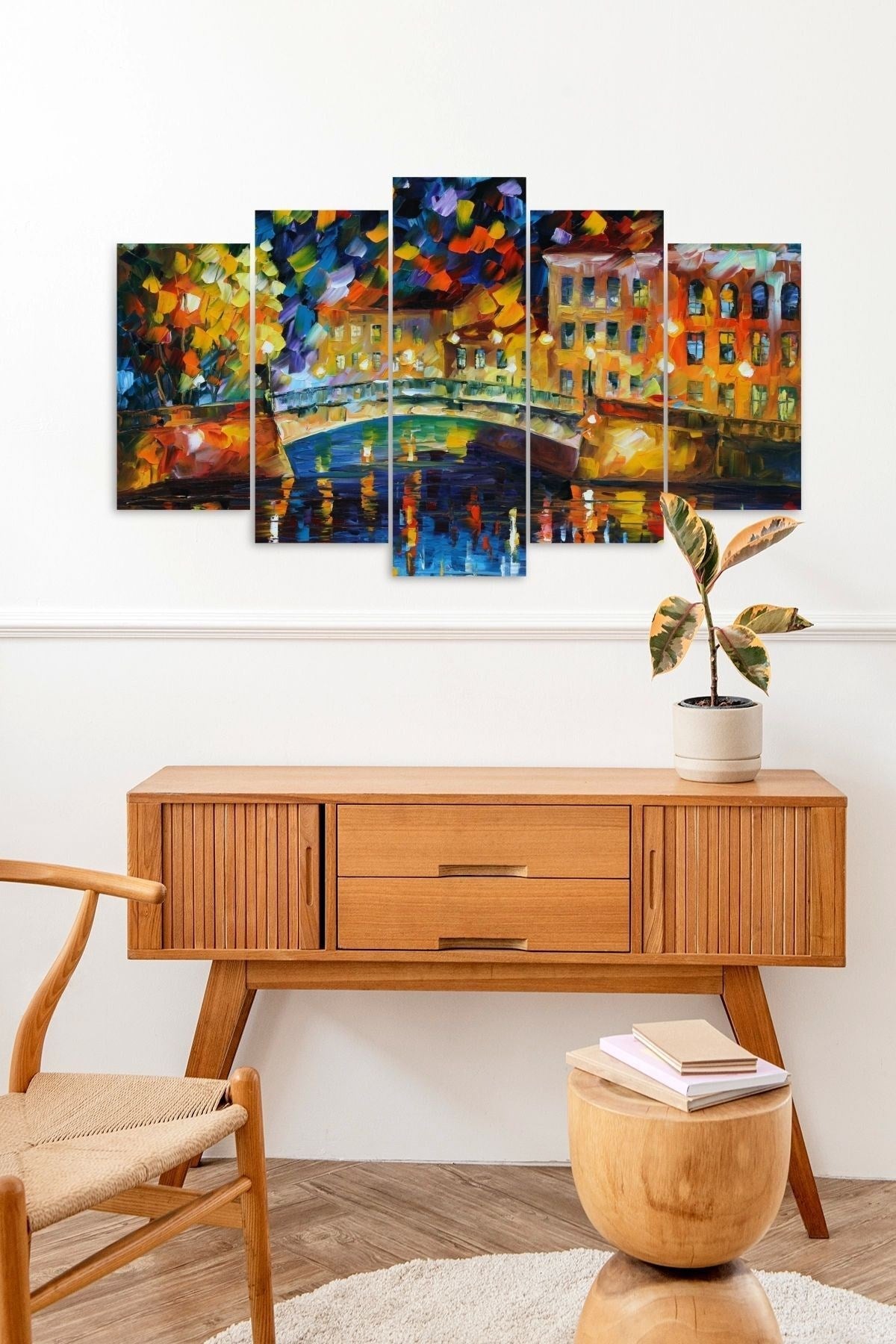 Sonbahar Manzarası 5 Parçalı Mdf Tablo 60 x 100