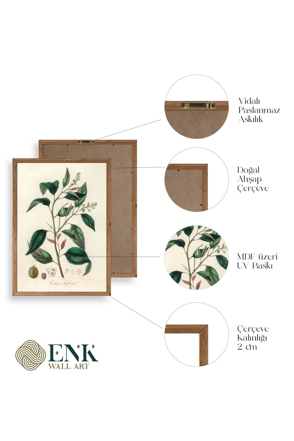 Yaprak Ahşap Çerçeveli Tablo 50 x 70