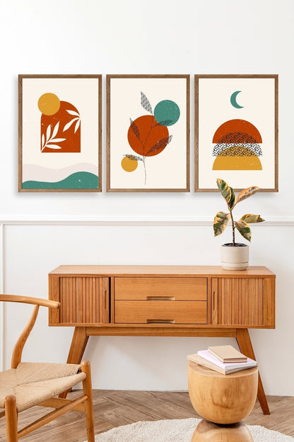 Manzara Üçlü Ahşap Çerçeveli Tablo 17 x 23